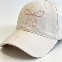 Bow Embroidery Baseball Cap, Wide Brim Casual Sun Hat