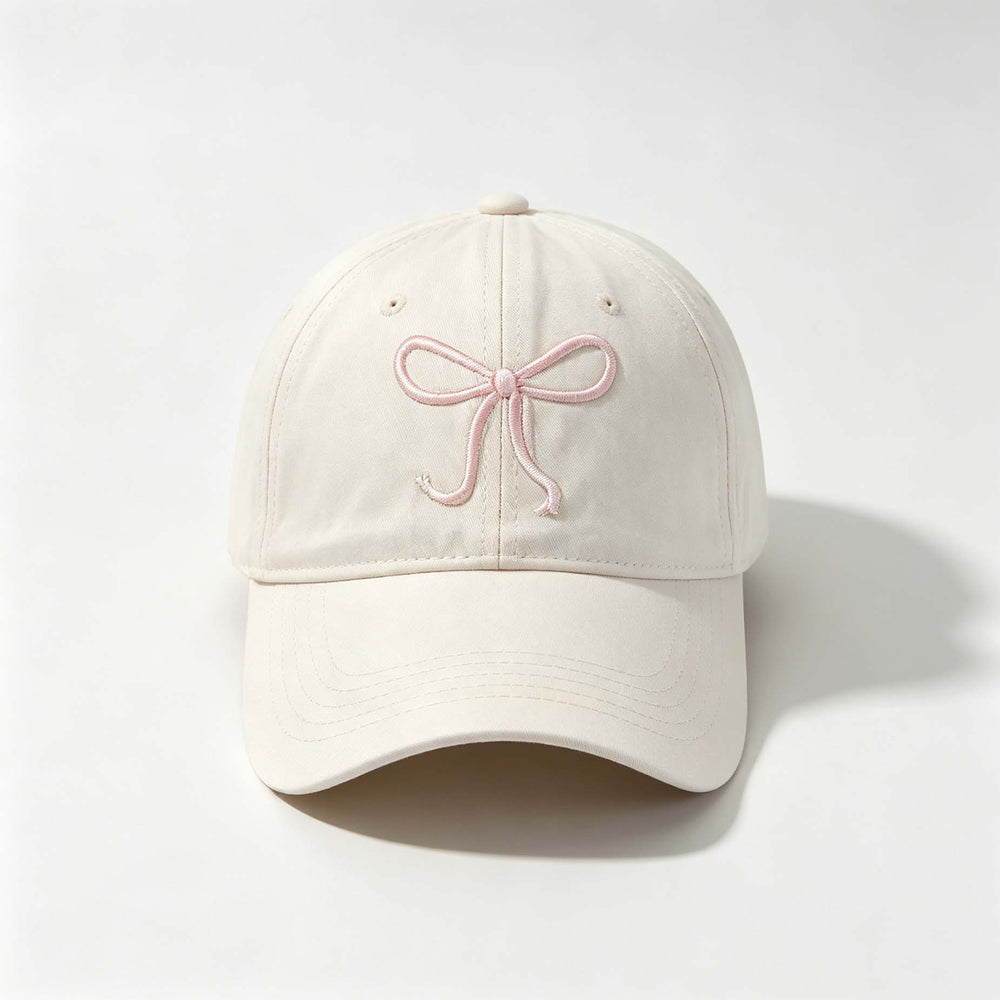 Bow Embroidery Baseball Cap, Wide Brim Casual Sun Hat