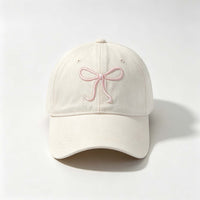 Bow Embroidery Baseball Cap, Wide Brim Casual Sun Hat