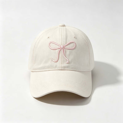 Bow Embroidery Baseball Cap, Wide Brim Casual Sun Hat