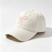 Bow Embroidery Baseball Cap, Wide Brim Casual Sun Hat