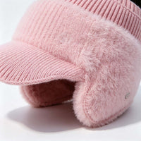 Knitted Earflap Warm Baseball Cap, Thick Outdoor Cycling Ha
